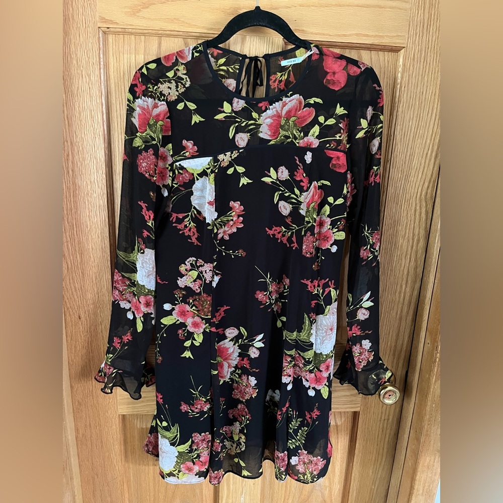 Kimchi Blue Black Floral Long Sleeve Dress